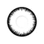 A circular black and white graphic resembling an eye with a solid black outer ring, white center, and fine black radial lines around the edge, shown on a plain white background.