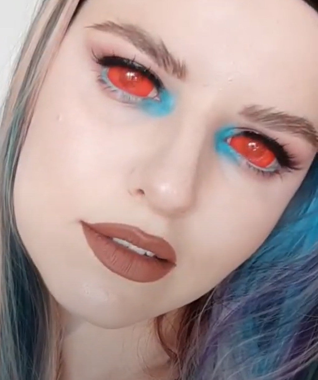 22mm Sclera Red Mesh Theatrical Lenses | 1 Year