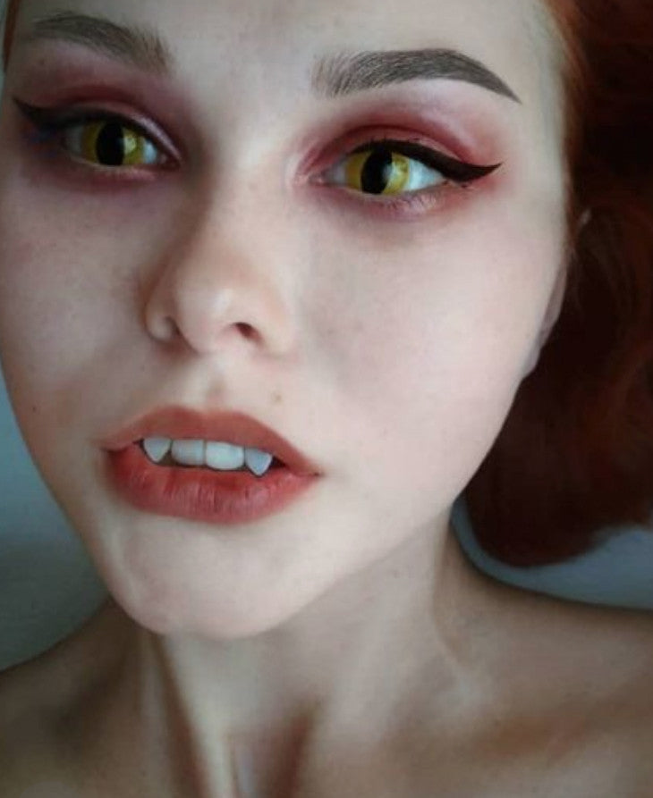 Crazy Yellow Cat costume colored contacts