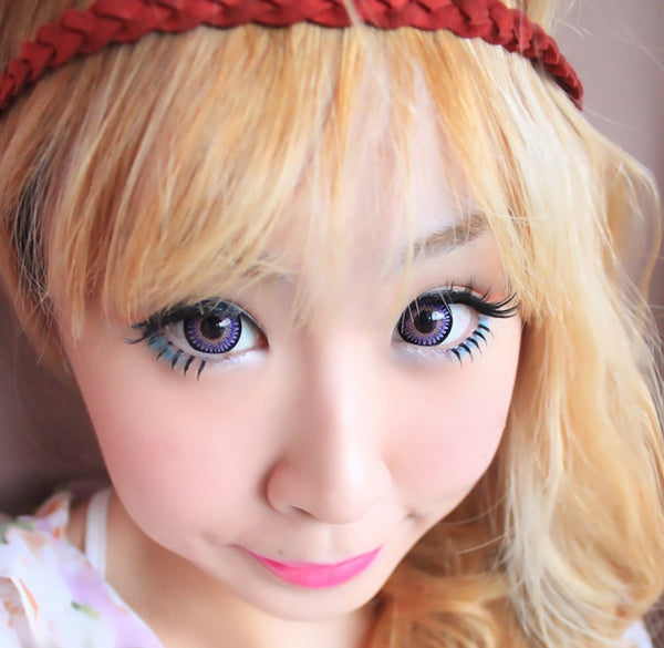 Violet dolly eyes with Barbie Bambi circle lenses by Dueba