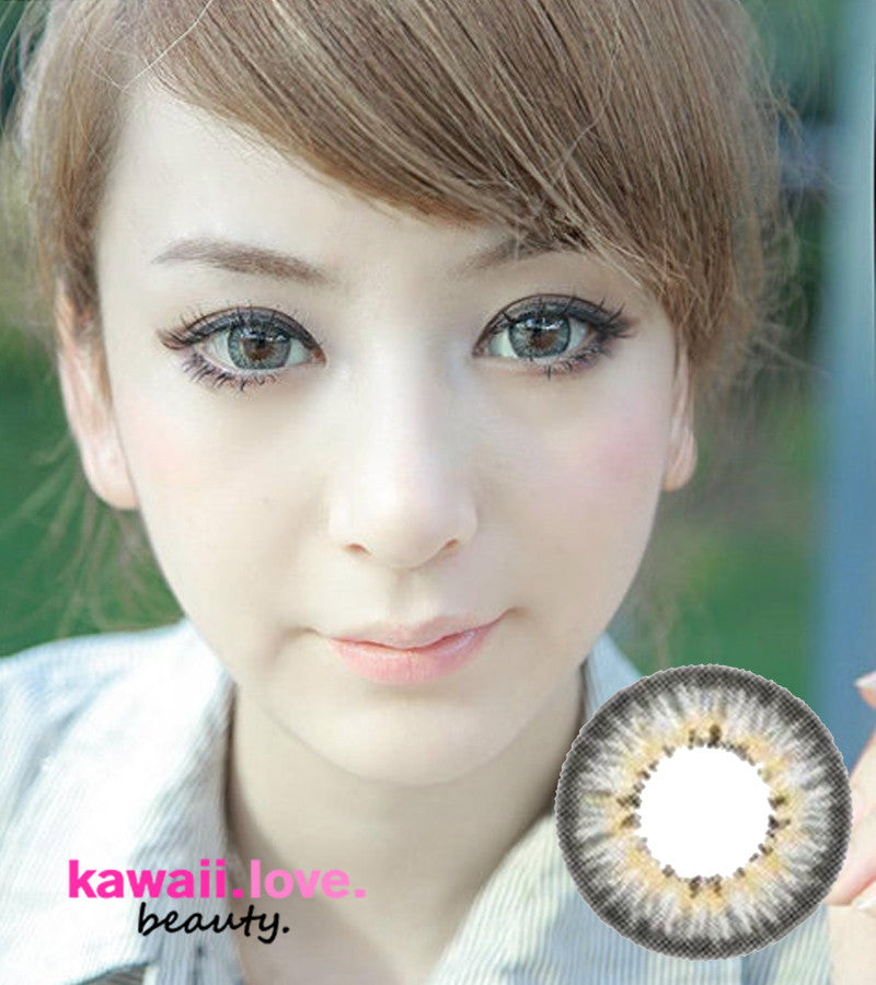 Doe-eyes with beautiful blended color with Barbie Puffy 3 Tones Grey circle lenses ship fast and free from the USA