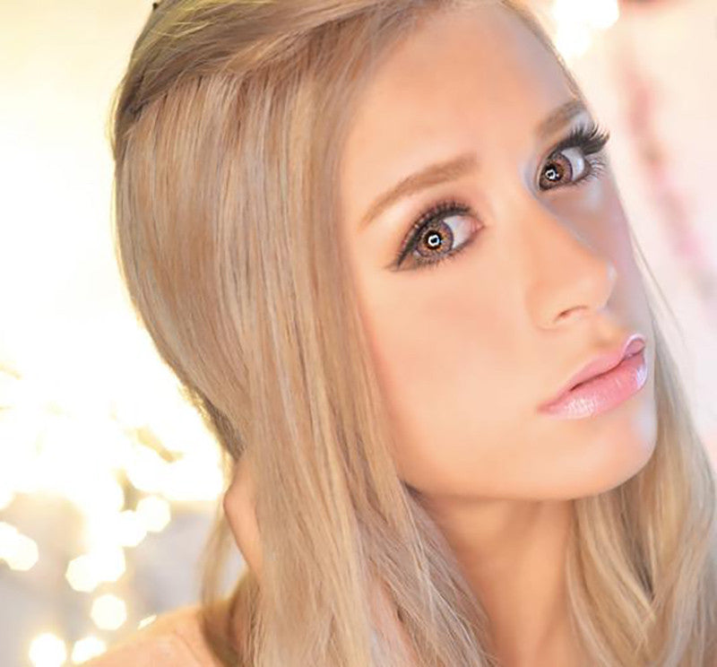 Barbie Puffy Pink colored contact lenses by Dueba for dolly eyes.