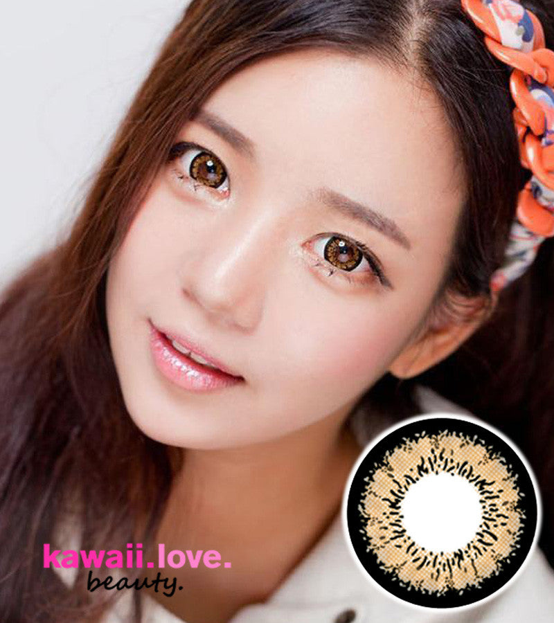 Barbie Angel Brown are pigmented circle lenses featuring a thick black outer circle limbal ring that creates a hyper dolly eyed look and extra large diameter for maximum eye enlargement. The popular Angel design is a true classic, and each pair of Barbie Angel Brown big eye circle lenses comes with free contact lens case and ships fast from the USA.