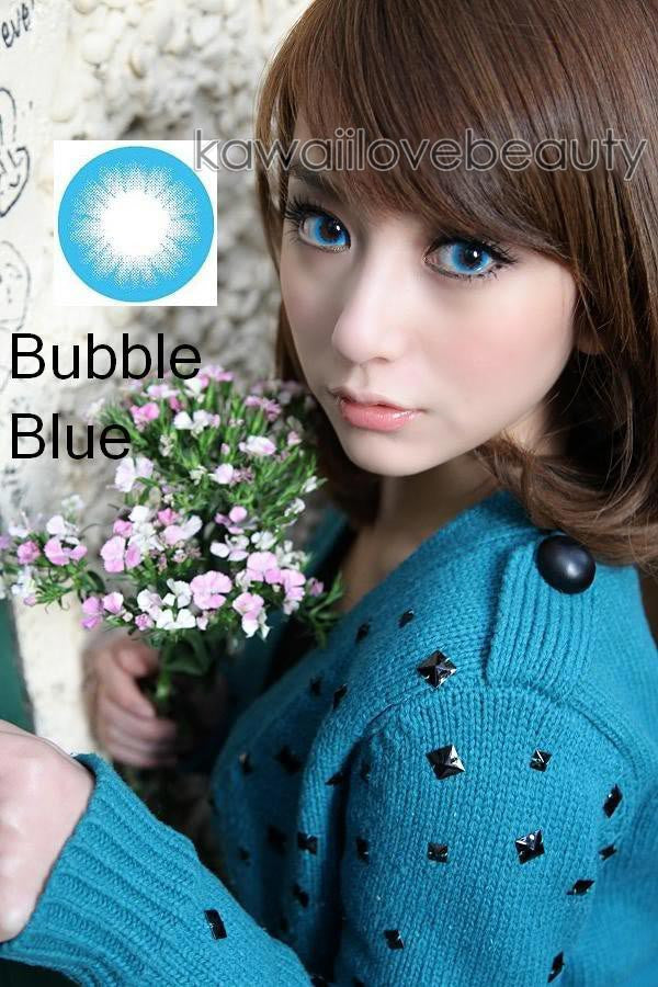Model photo, Barbie Bubble Blue color contact lens.