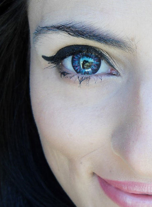 Striking, big eyes with Barbie Luna Blue circle lenses.