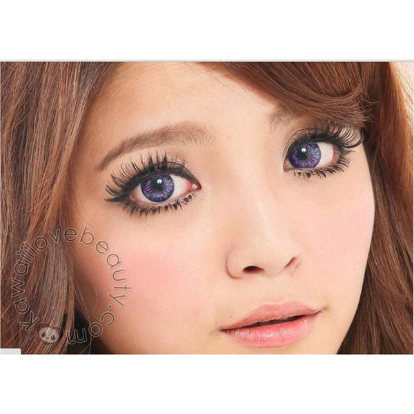 Ethereal, multi-colored Barbie Luna violet circle lenses by Dueba.