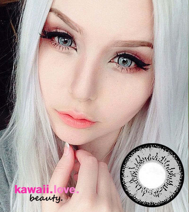 Dolly Eye Gray circle lenses, fast shipping from the USA