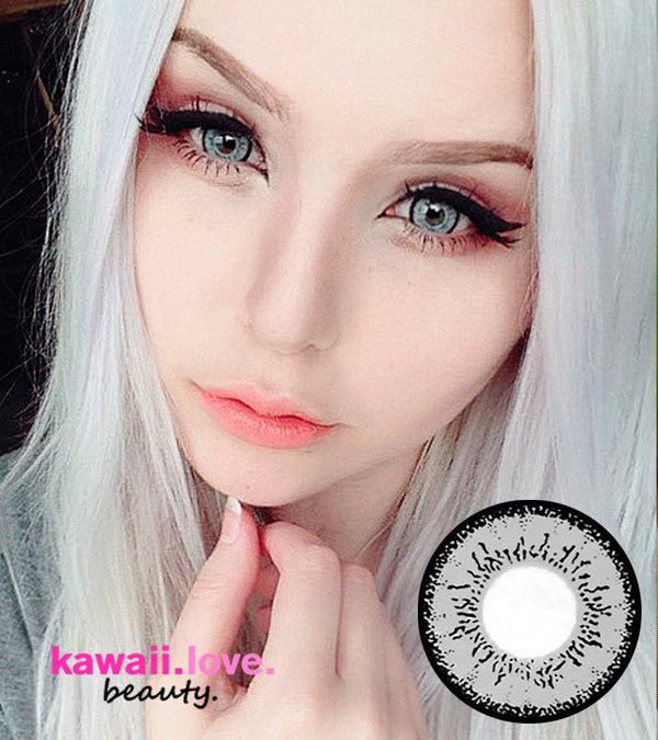Dolly Eye Gray circle lenses, fast shipping from the USA