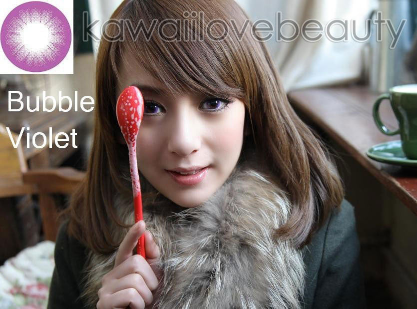 Model photo, Bubble Violet colored contact lenses. Main image