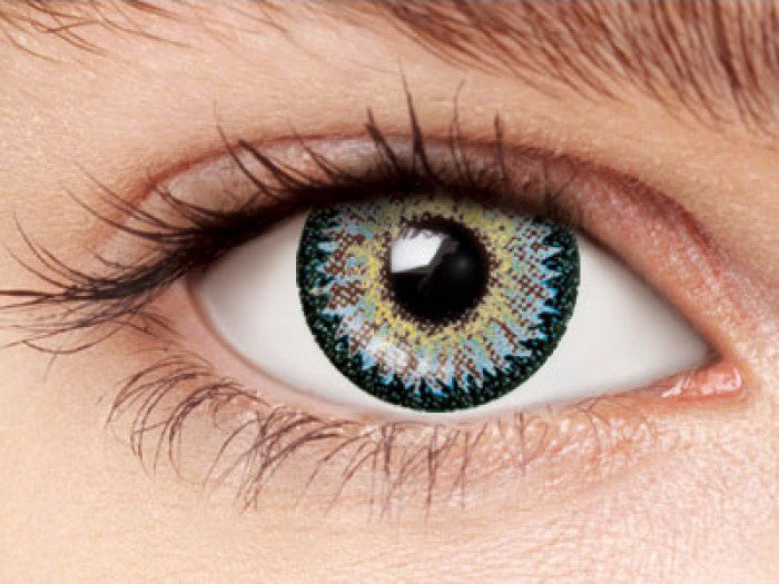 Design detail on Nudy 3 Tone blue circle lenses.
