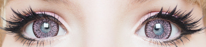 Dolly Eye Super Nudy Pink circle lenses over blue eyes. Main image