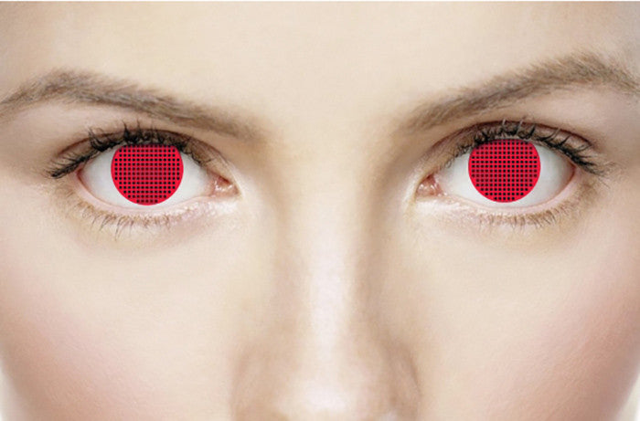 Red screen crazy contact lenses