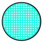 CrazyLab Cyan Mesh R colored contact lenses with screen printing covering the eye