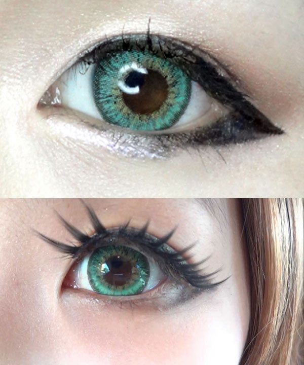 Closeup on Barbie Puffy Green circle lenses