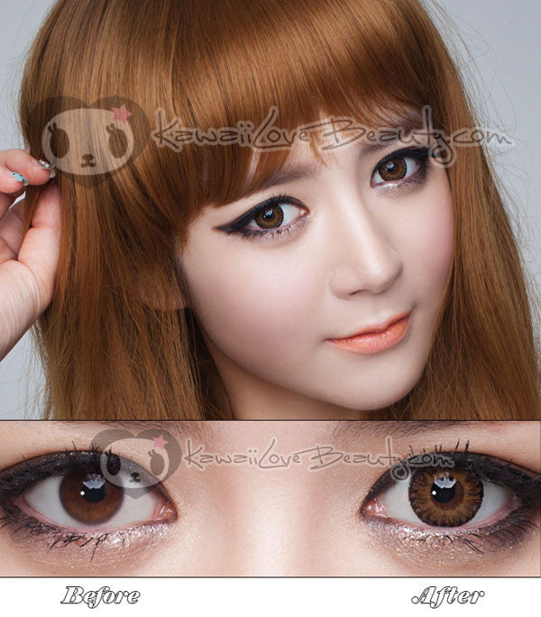 Geo CM954 Berryholic Brown colored circle contact lenses.