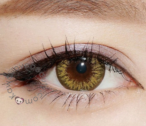 Bright yellow-hazel color with Moonlight circle lenses by Colors of the Wind