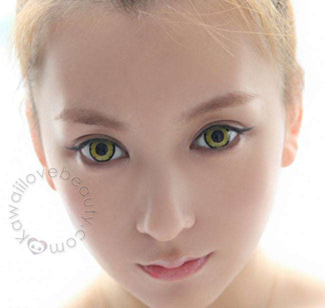Twilight Yellow soft colored contacts, authentic, made in Korea.