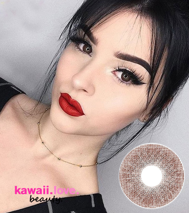 These lovely opaque and cozy natural dark brown circle lenses won't let you down if you're searching for the most lifelike appearance in all kinds of lighting! This line of soft contact lenses gives users a shiny, chocolate brown-eyed appearance and is a favorite of K-Pop stars. A cloud-like, soft, dreamy, and creamy chocolate brown tint! Each pair of Urban Layer Cloud Choco circle lenses arrives quickly from the USA and includes a complimentary contact lens case.