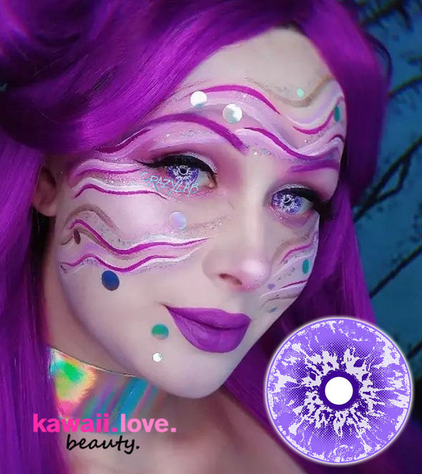 In addition to providing fascinating violet colours that will make you stand out in any crowd, these bright lenses by Crazy Lab also offer a comfortable fit for prolonged wear. Our White Walker Violet silicone hydrogel colored circle contacts are the best option if you want to become a mesmerizing character for cosplay or add an exciting touch to your Halloween costume. Improve your costume game and dazzle everyone with a gorgeous, attention-grabbing appearance. With these remarkable purple lenses, get read