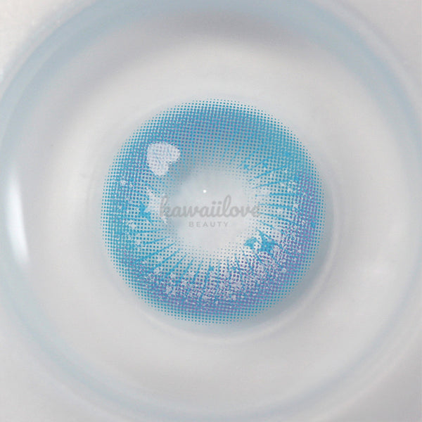 Crazy Lab by Urban Layer Candy Pop Blue colored contacts, featuring cute big eye circle lenses for kawaii fairy cosplay looks. These vibrant blue lenses create dolly eyes and are available with fast, free shipping in the USA.