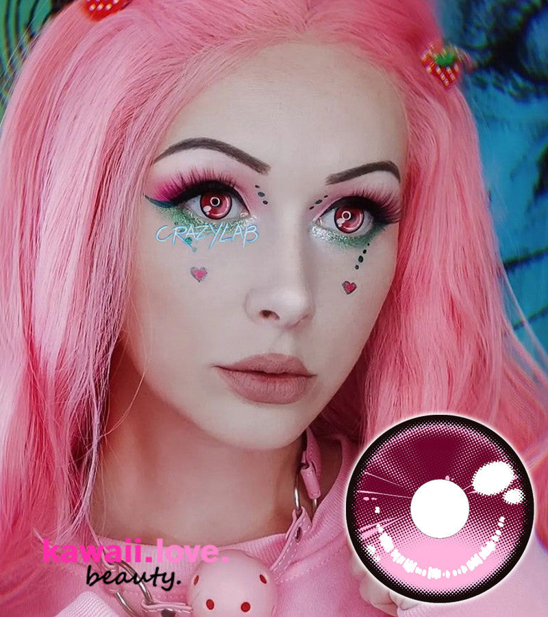 With these amazing pink gradient contacts that feature a distinct 4-tone painted manga-like design and dark black limbal ring, you can make the cutest anime cosplay possible. The CrazyLab Anime2 Pink circle lenses ship fast from the USA and include a free contact lens case.