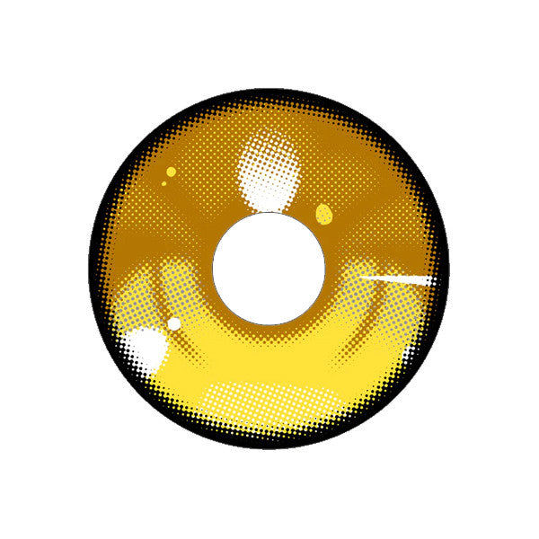 With these amazing yellow gradient contacts that feature a distinct 4-tone painted manga-like design and dark black limbal ring, you can make the cutest anime cosplay possible. The CrazyLab Anime3 Yellow circle lenses ship fast from the USA and include a free contact lens case.