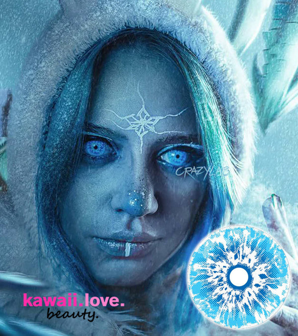 CrazyLab Korea White Walker UV Game of Thrones cosplay special effects cosmetic colored circle contacts glow in the dark and includes a free contact lens case and fast shipping from the USA! These entrancing and creepy black light blue circle lenses glow under ultra-violet lights, which make them an incredible choice for your Halloween look.