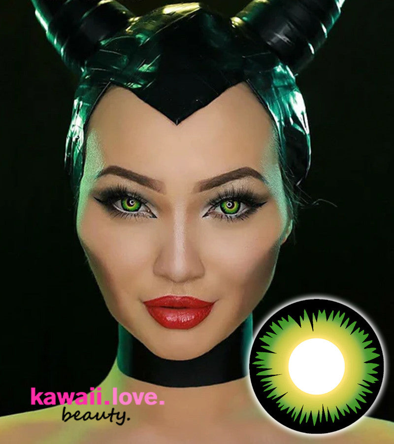 Top your eyes with these dramatic green contacts in Werewolf Green to create the ultimate look for Halloween, cosplay or unique photo shoot. These colored cosmetic lenses feature opaque green and yellow color and a black limbal ring to intensify the look. Each pair of bold Green Werewolf circle lenses by CrazyLab comes with a free contact lens case and ships fast from the USA.