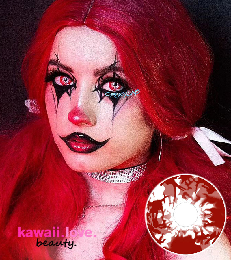 Transform into a zombie and freak everyone out with K-Zombie 4 special effects colored contact lenses. Get your own pair of these theatrical opaque white lenses that give a creepy bloody eye look. We ship our K-Zombie 4 SFX lenses fast from the USA with a free lens case for storage.