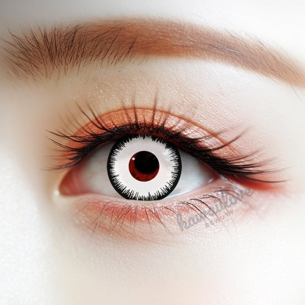 Mystic White circle lenses from Crazy Lab will give your eyes the most opaque, brilliant color possible. With their striking black circle outer border, these dramatic white contact lenses draw attention to your eyes even from a distance, making them useful for cosplay looks and other occasions. Each pair ships fast from the USA.