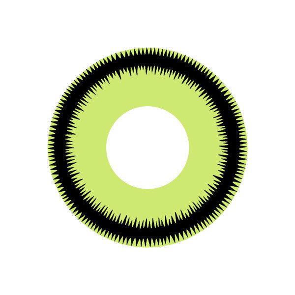 Embellish your eyes with the ultimate opaque and vibrant color with Mystic Green circle lenses by CrazyLab (USA in stock, fast shipping). These dramatic bright yellow green cosmetic lenses make your eyes pop even from afar with its defining black circle outer rim, making them effective for cosplay looks and more.
