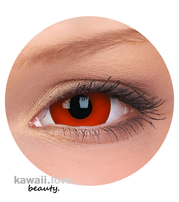 Complete any look or cosplay with these attention-getting, hyper-sized solid 17mm red lenses, in comfy silicone hydrogel for hours of wear. Each pair of these vibrant red mini sclera lenses by CrazyLab Korea is ready to ship to you fast from the USA with a free lens storage case.