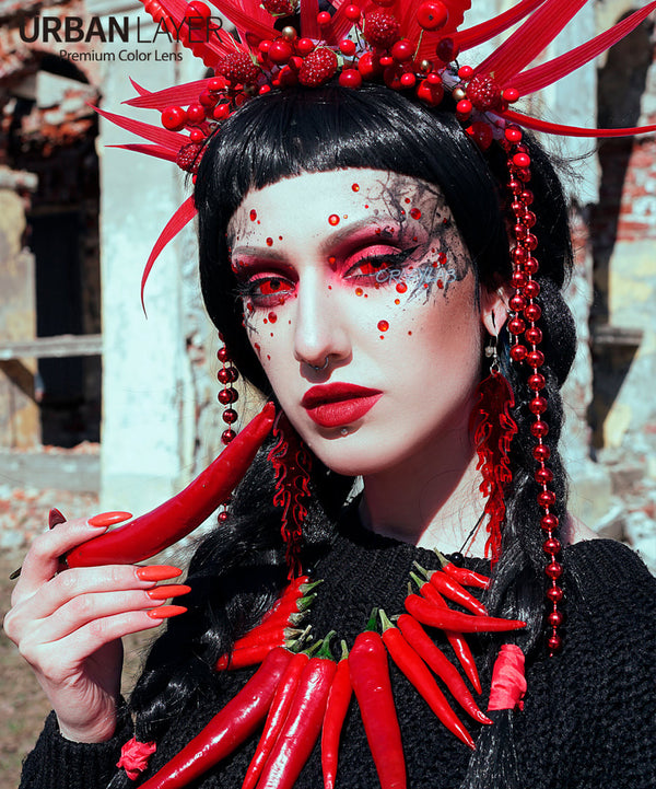17mm Mini Sclera Red Circle Lenses | Yearly