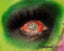Crazy Lab 22mm sclera Zombie cosplay colored contact lens on a eye with green and black eye makeup.