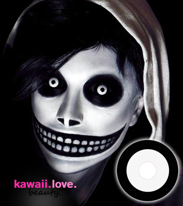 As used in the TV and movie industry, trip everyone out and create an utterly dramatic costume look that can only be achieved with theatrical SFX sclera contacts, contact lenses that are designed to cover most of your eyes. We ship our dramatic 22mm Dark Dracul black and white sclera circle lenses fast and free from the USA.