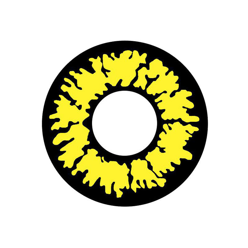 CrazyLab Black Wolf solid yellow cosmetic / Halloween costume circle lenses make your eyes truly pop with vibrant opaque color for the perfect cosplay. These amazing bright yellow contacts with thick and defining black rim and detailing ship fast and *free from the USA
