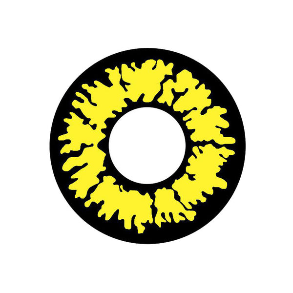 CrazyLab Black Wolf solid yellow cosmetic / Halloween costume circle lenses make your eyes truly pop with vibrant opaque color for the perfect cosplay. These amazing bright yellow contacts with thick and defining black rim and detailing ship fast and *free from the USA