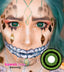 CrazyLab Korea 17 mm mini sclera (cover more of the whites of the eyes) circle lenses in the Green Goblin design are wild theatrical cosmetic colored circle contacts that ship fast and free from the USA. Create a multitude of impressive makeup looks with these unique and stunning costume contact lenses.