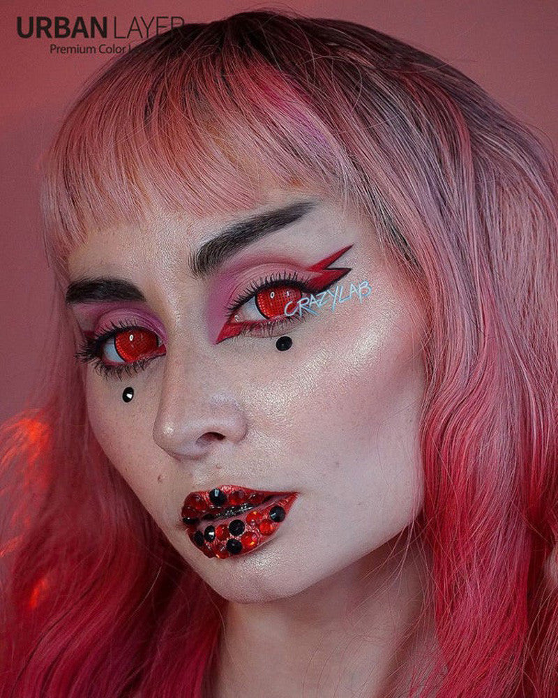 17mm Red Mesh R Mini Sclera Circle Lenses | Yearly Secondary image