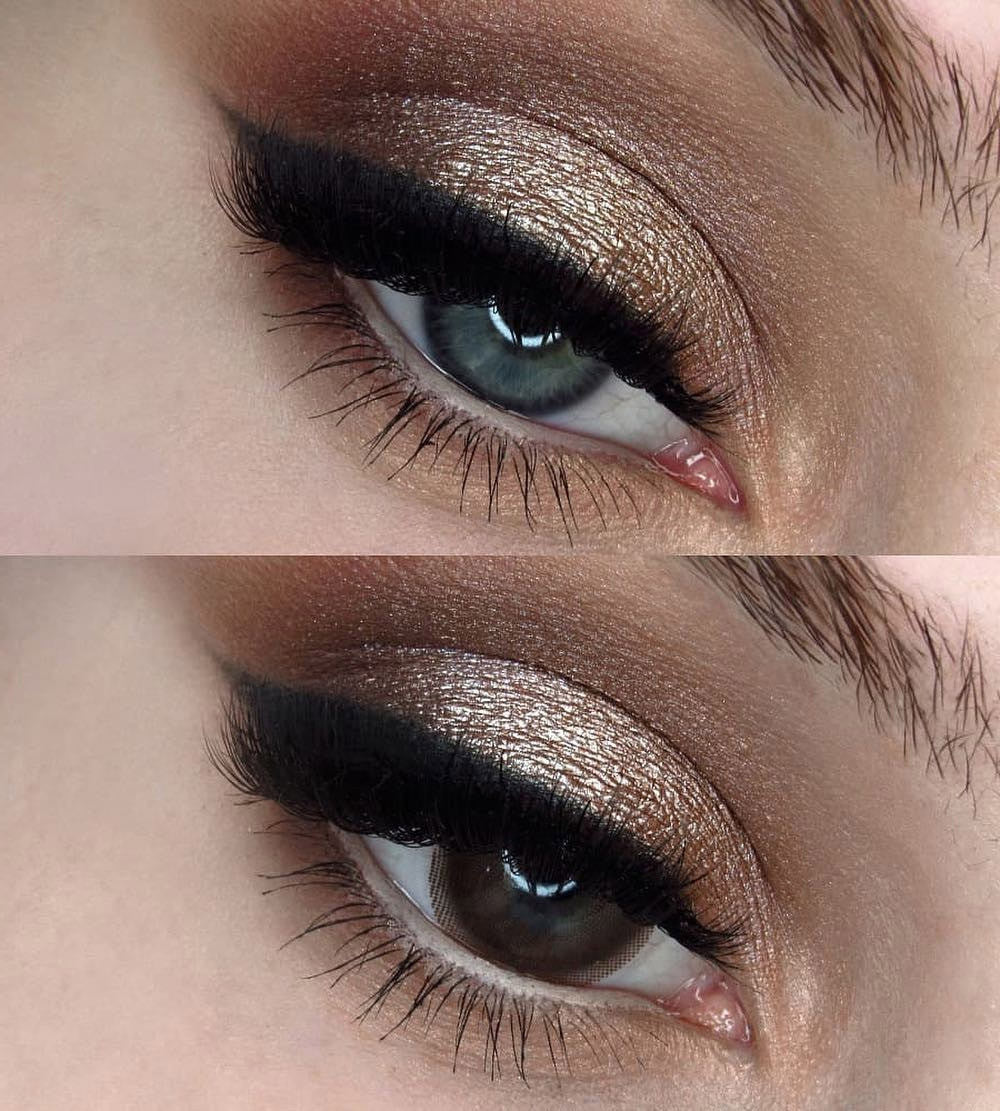 Cloud Choco colored contacts over blue eyes