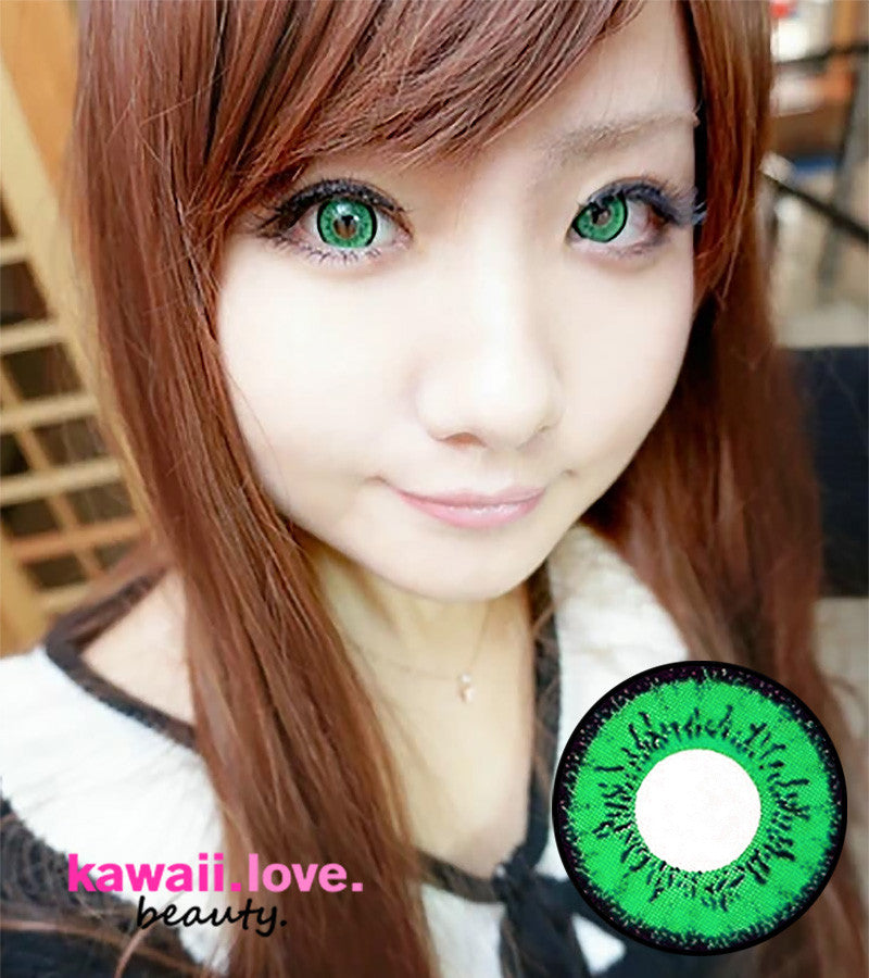 Bright Dolly Eye Green circle lenses, fast shipping from the USA Main image