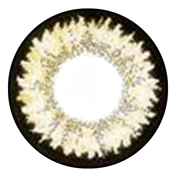 Design detail on Dolly Eye Super Nudy Brown circle lenses / colored contacts.