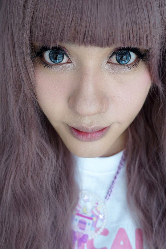 Urban Layer Galaxy Blue circle lenses opaque color on naturally brown eyes