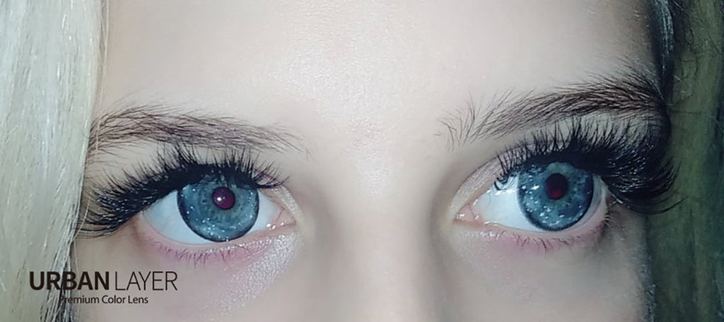 Urban Layer Galaxy Grey colored circle contact lenses design up close