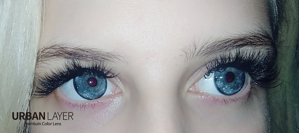 Urban Layer Galaxy Grey colored circle contact lenses design up close