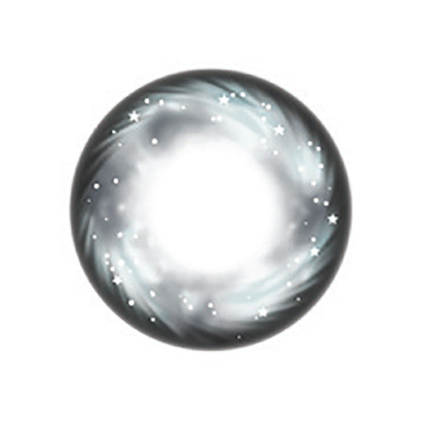 Galaxy Gray 3-tone circle lenses by Urban Layer Korea (USA stock) are high quality silicone hydrogel grey colored fashion contact lenses featuring a starry design and black circle rim for cosplay and endless creative makeup looks.