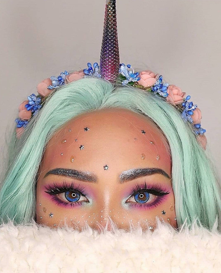Unicorn space princess look with Galaxy Blue circle lenses by Urban Layer Korea