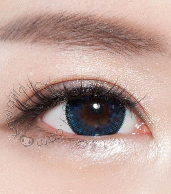 Eye closeup of Bella Blue BS202 colored contact lens. Main image