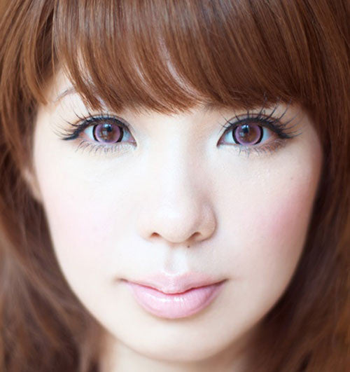 Barbie Sugar Candy pink circle lens on brown eyes.