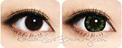 Bigger eyes with Geo WTC23 Plum Green circle lenses.